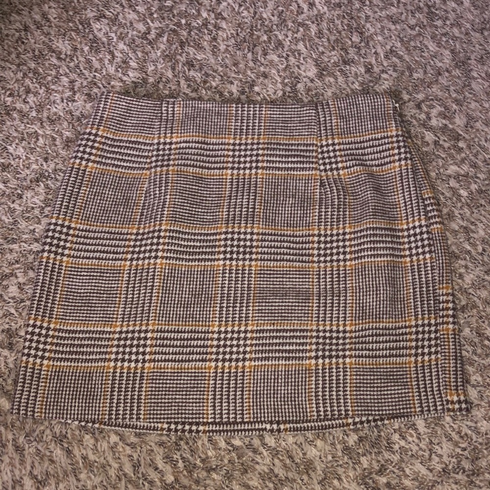 Forever 21 Brown and Mustard Yellow Mini Skirt